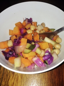 Sauteed Chickpeas and onions with all sorts of local veggies (most of which I don't know the names of!)