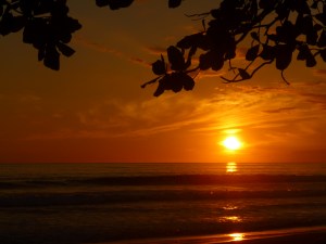 Sunset on the beautiful beach of Playa Matapalo